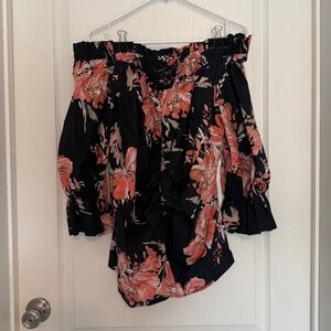 Ashley Stewart plus top blouse 18/20 off the shoulders black coral